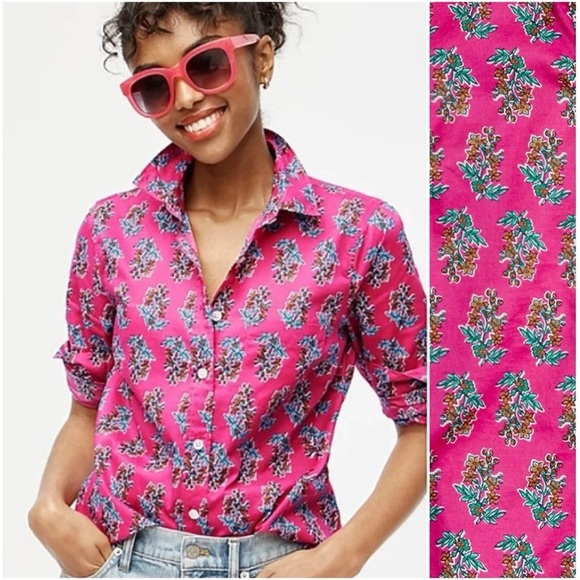 J. Crew Tops - J. Crew Pink Floral Button-Down Shirt